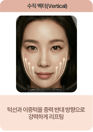 수직 벡터 턱선과 이중턱을 중력 반대방향으로 강력하게 리프팅